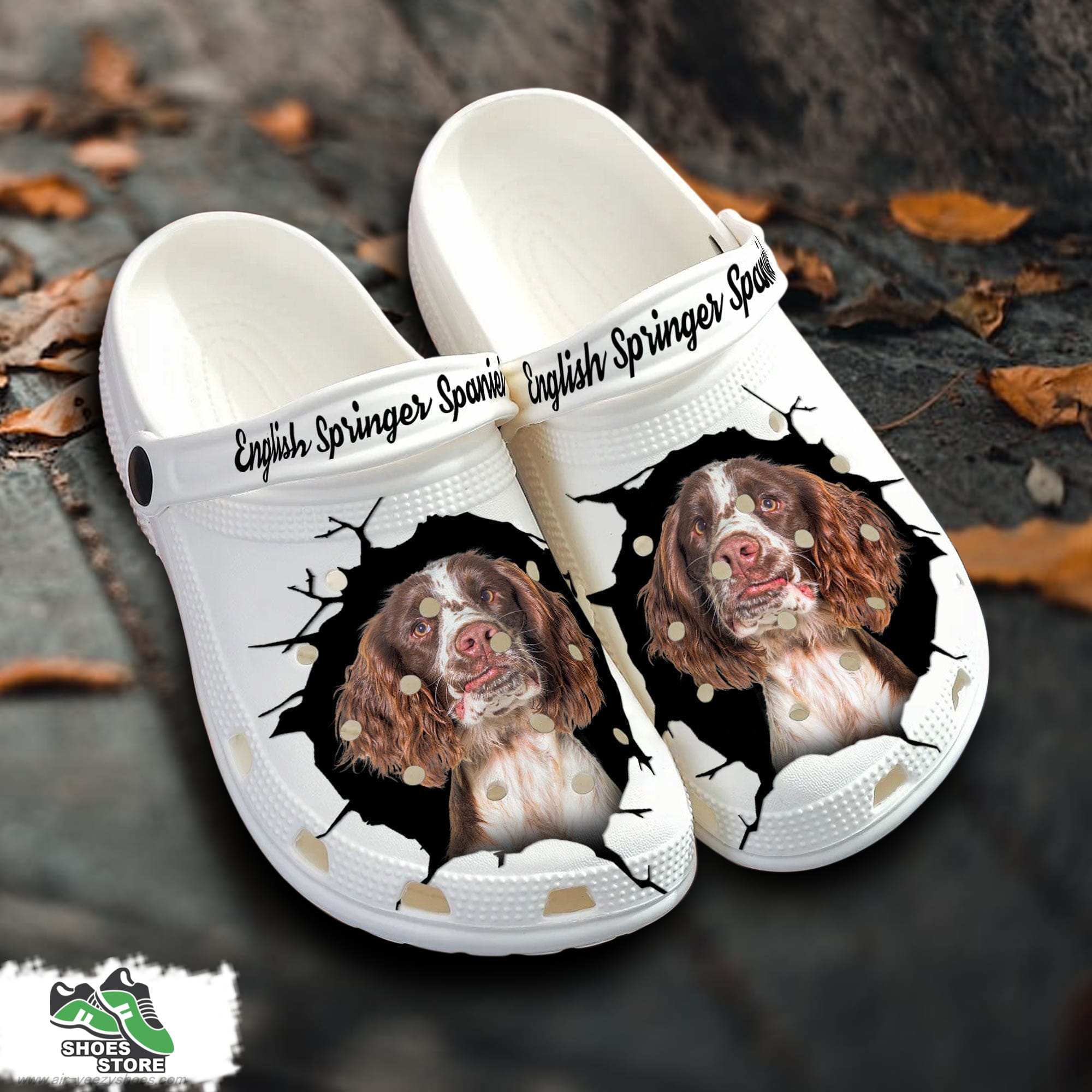 English Springer Spaniel Custom Name Crocs Shoes Love Dog Crocs