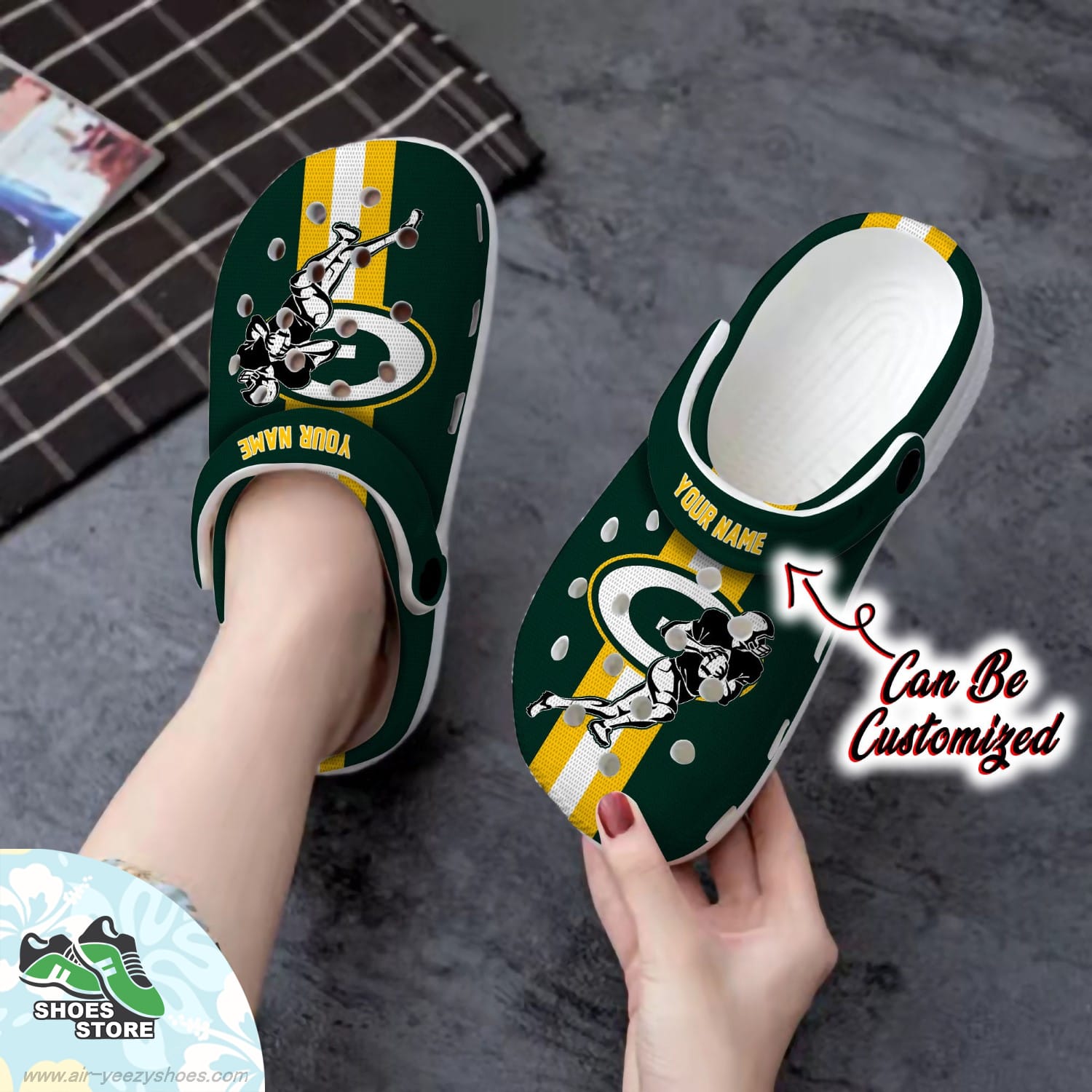 Green Bay Packers Custom Name Player Clog Football Crocs Shoes