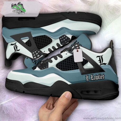 L Lawliet Jordan 4 Sneakers, Gift Shoes for Anime Fan
