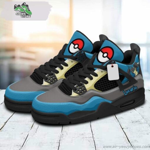 Lucario Jordan 4 Sneakers, Gift Shoes for Anime Fan