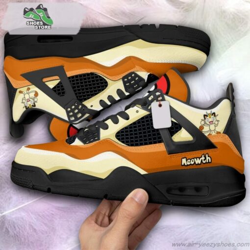 Meowth Jordan 4 Sneakers, Gift Shoes for Anime Fan
