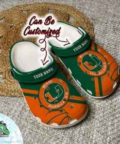 miami hurricanes university sports custom name clog basketball crocs shoes 44 ztkk1g