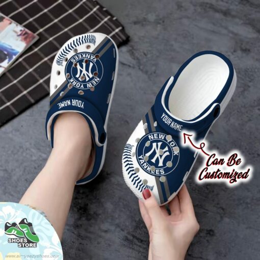 New York Yankees Personalized Baseball Logo Team Clog, Baseball Crocs Shoes