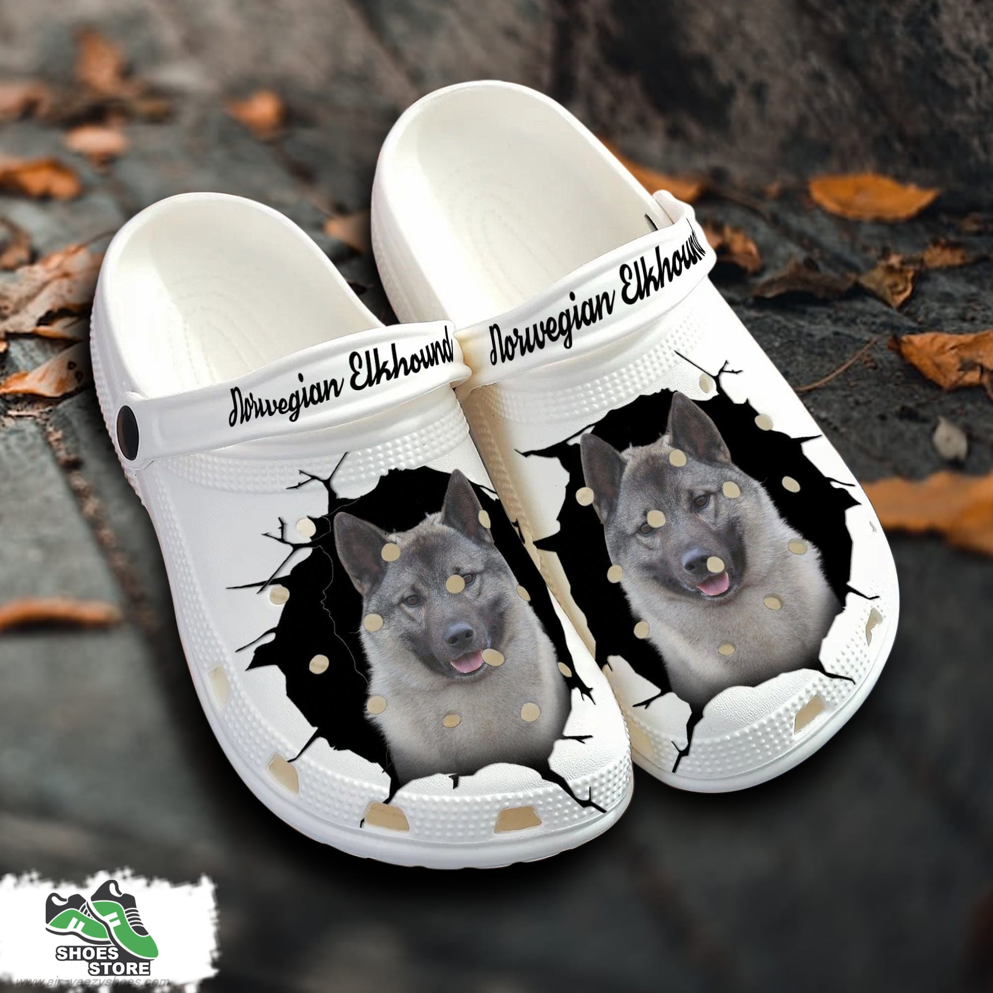 Norwegian Elkhound Custom Name Crocs Shoes Love Dog Crocs