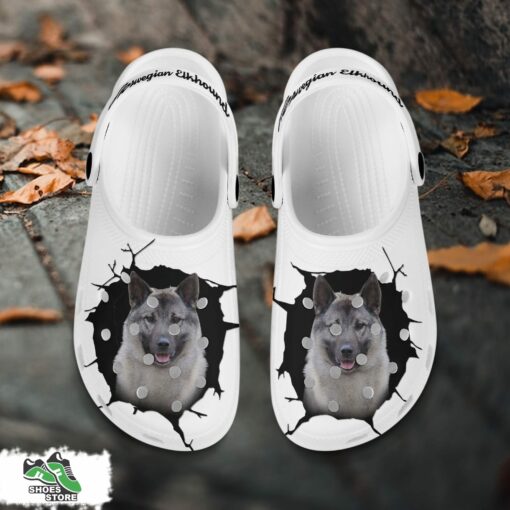 Norwegian Elkhound Custom Name Crocs Shoes, Love Dog Crocs