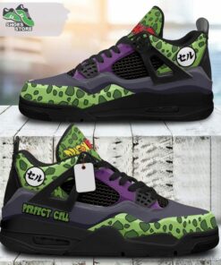 Perfect Cell Jordan 4 Sneakers, Gift Shoes for Anime Fan