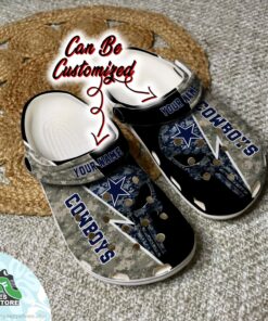 personalized dallas cowboys skull camo blue clog football crocs shoes 29 wqvi8e