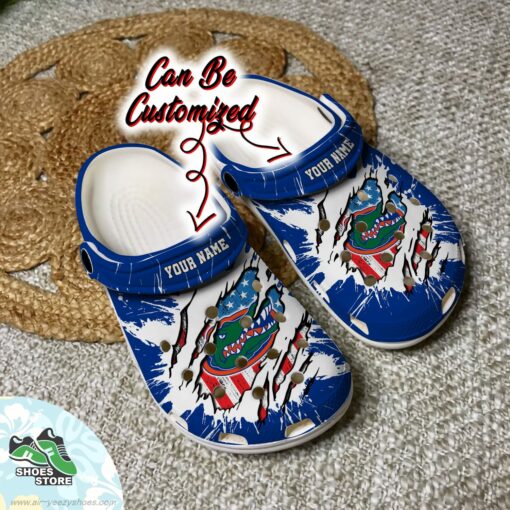 Personalized Florida Gators American Flag Clog, Football Crocs Shoes