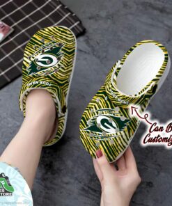 personalized green bay packers ripped zebra print paint clog football crocs shoes 98 tgpiad