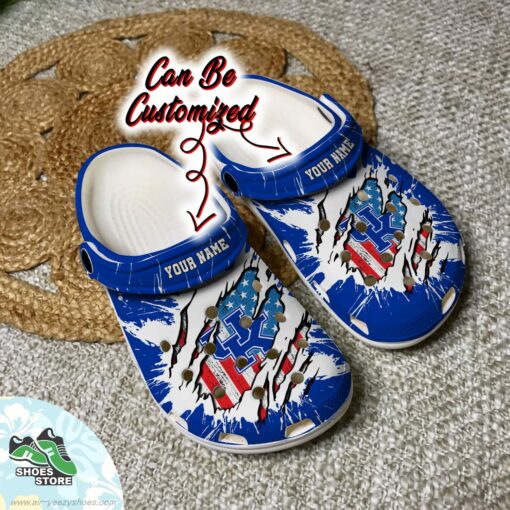 Personalized Kentucky Wildcats American Flag Clog, Football Crocs Shoes