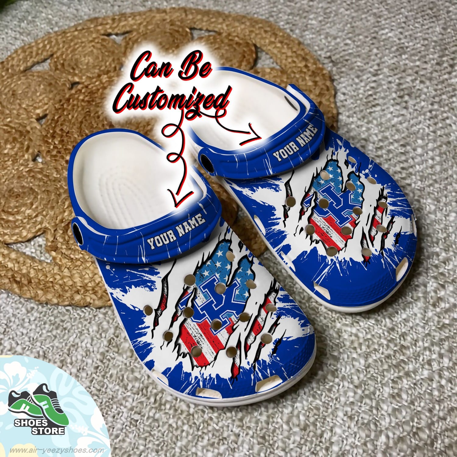 Personalized Kentucky Wildcats American Flag Clog Football Crocs Shoes