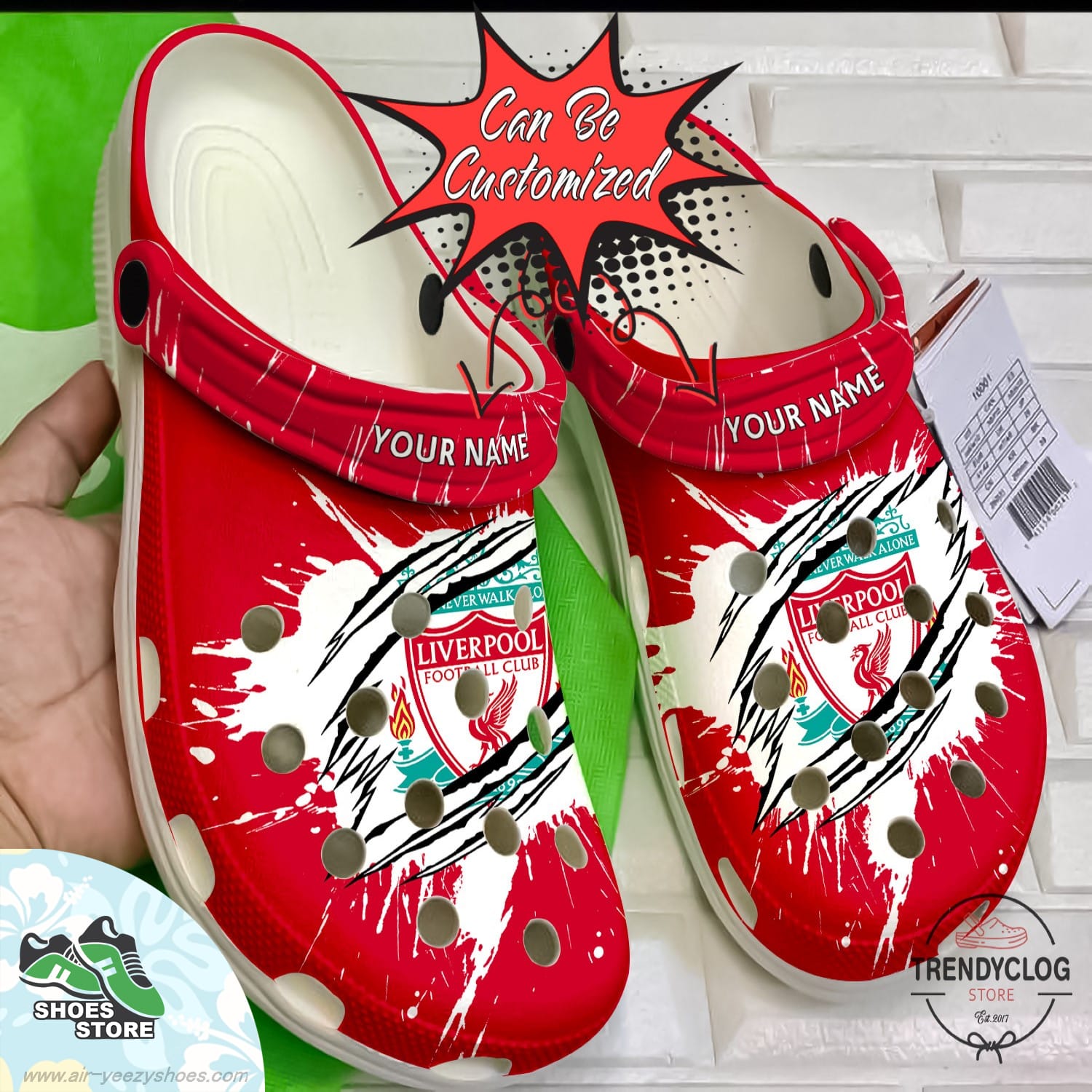 Personalized Liverpool Ripped Claw Clogs, Soccer Crocs Shoes