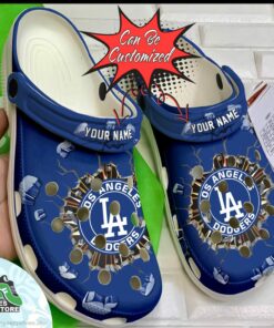 personalized los angeles dodgers ball breaking wall clogs shoes baseball crocs shoes 94 mbh8y3