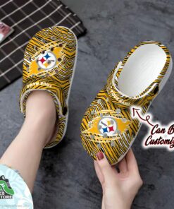 personalized pittsburgh steelers ripped zebra print paint clog football crocs shoes 90 umppn6