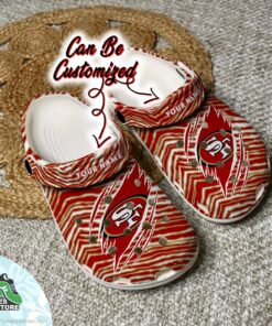 personalized san francisco 49ers ripped zebra print paint clog football crocs shoes 19 wr5guv