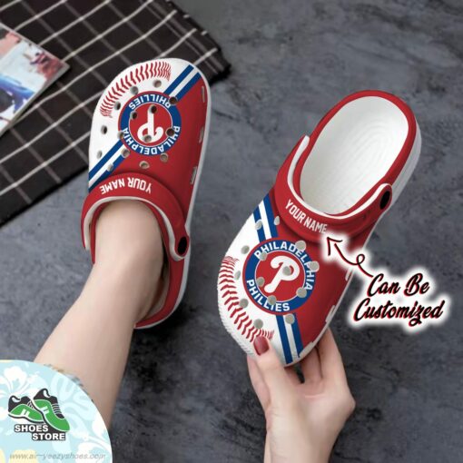 Philadelphia Phillies Personalized Baseball Logo Team Clog, Baseball Crocs Shoes