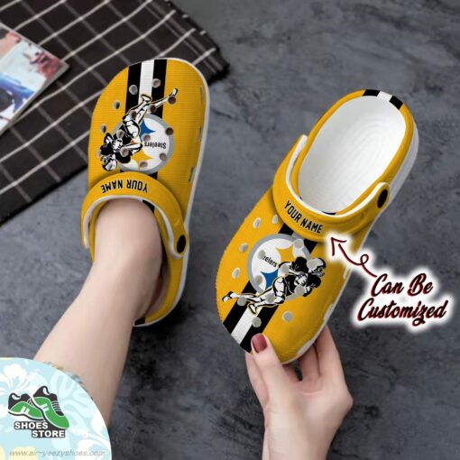 Pittsburgh Steelers Custom Name Player Clog, Football Crocs Shoes