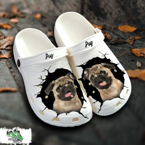 Pug Custom Name Crocs Shoes, Love Dog Crocs