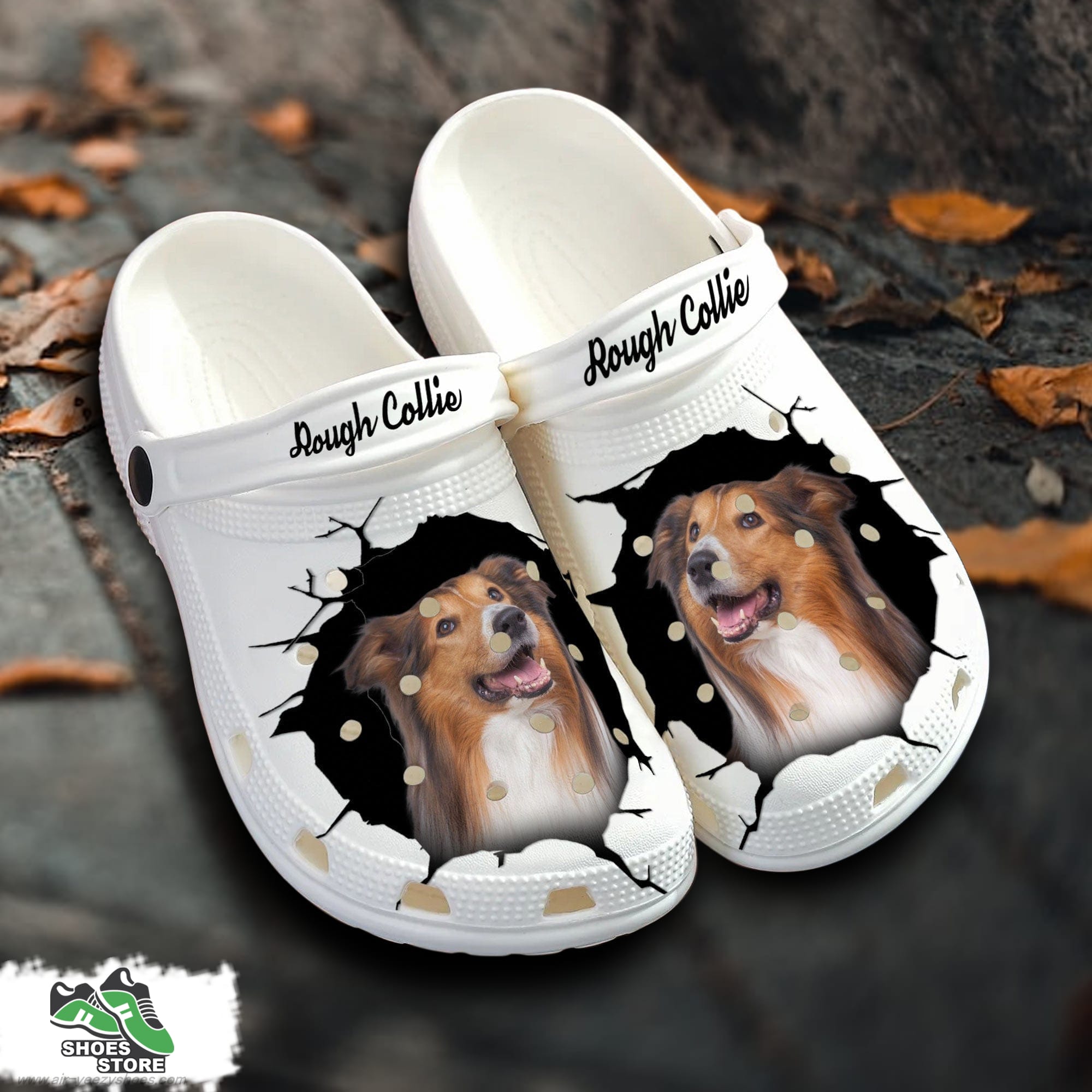 Rough Collie Custom Name Crocs Shoes Love Dog Crocs
