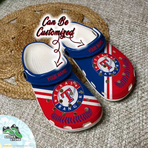 Texas Rangers Personalized Baseball Logo Team Clog, Baseball Crocs Shoes