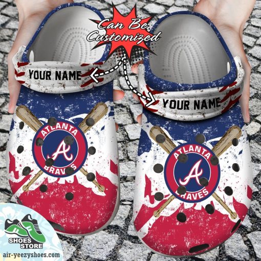 Atlanta Braves Personalized Watercolor New Clog Shoes, Baseball Crocs