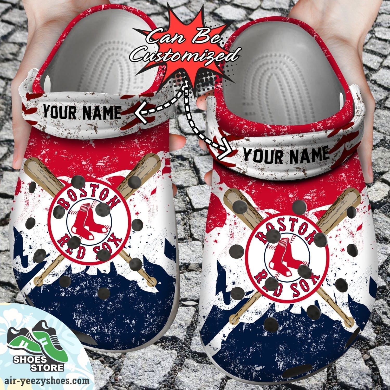 Boston Red Sox Personalized Watercolor New Clog Shoes, Baseball Crocs