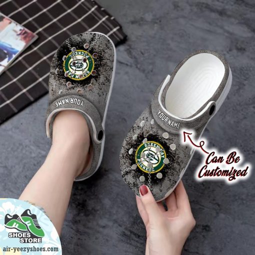 Green Bay Packers Personalized Chain Breaking Wall Clog Shoes, Football Crocs