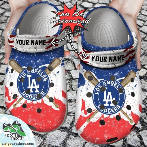 Los Angeles Dodgers Personalized Watercolor New Clog Shoes, Baseball Crocs
