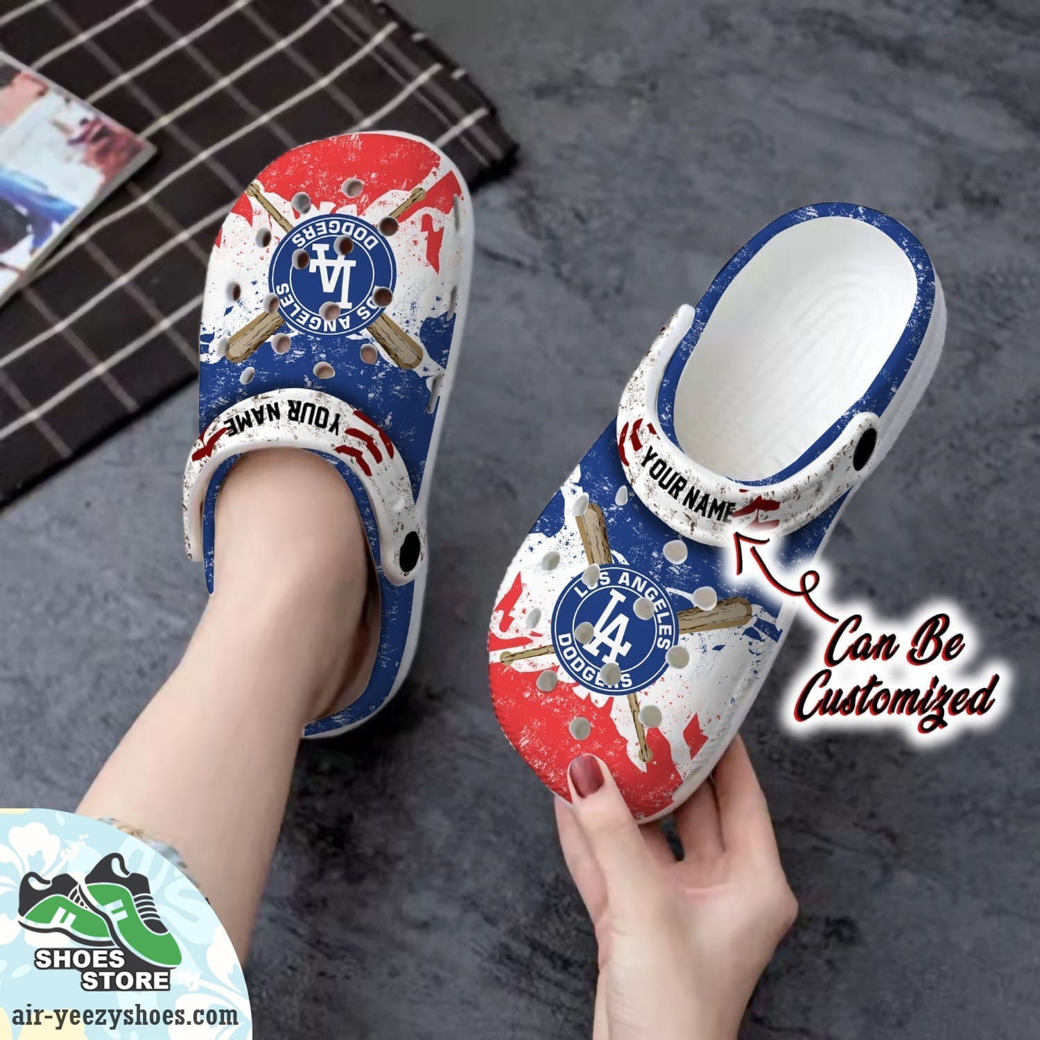 Los Angeles Dodgers Personalized Watercolor New Clog Shoes, Baseball Crocs