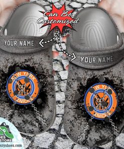 new york knicks personalized chain breaking wall clog shoes basketball crocs 1 uoqc4r
