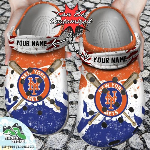 New York Mets Personalized Watercolor New Clog Shoes, Baseball Crocs