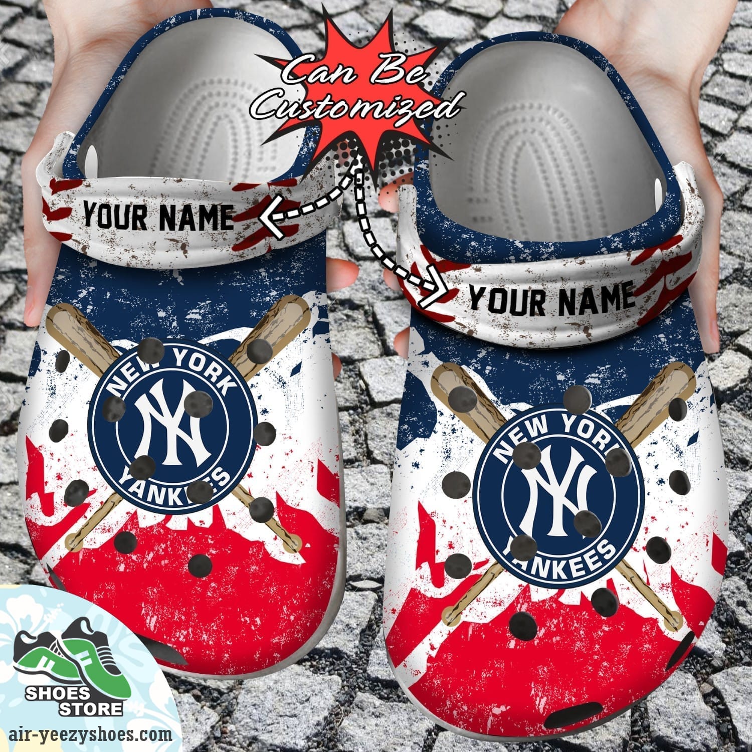 New York Yankees Personalized Watercolor New Clog Shoes, Baseball Crocs