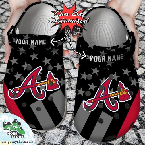 Personalized Atlanta Braves Star Flag Clog Shoes, Baseball Crocs