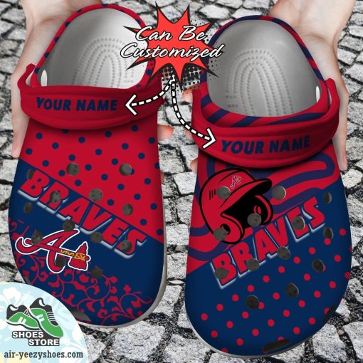 Personalized Atlanta Braves Team Polka Dots Colors Clog Shoes, Baseball Crocs