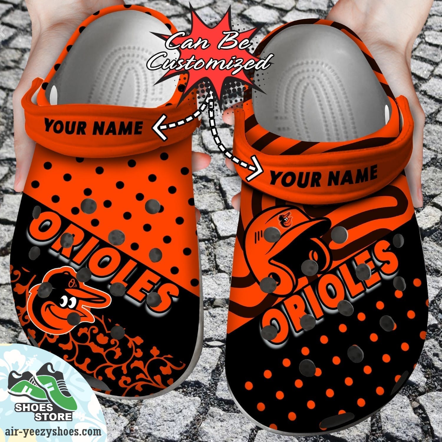 Personalized Baltimore Orioles Team Polka Dots Colors Clog Shoes, Baseball Crocs
