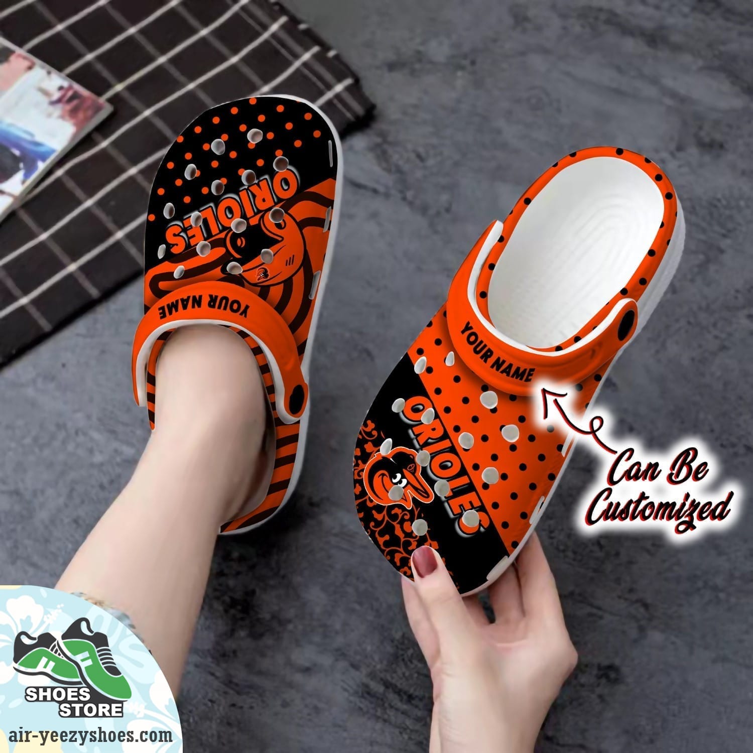 Personalized Baltimore Orioles Team Polka Dots Colors Clog Shoes, Baseball Crocs