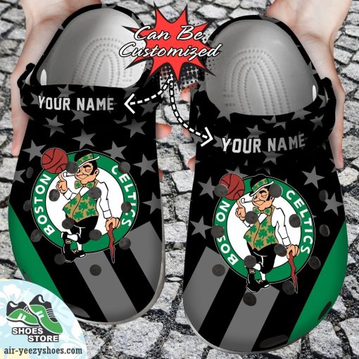 Personalized Boston Celtics Star Flag Clog Shoes, Basketball Crocs