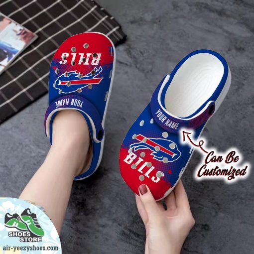 Personalized Buffalo Bills Half Tone Drip Flannel Clog Shoes, Football Crocs