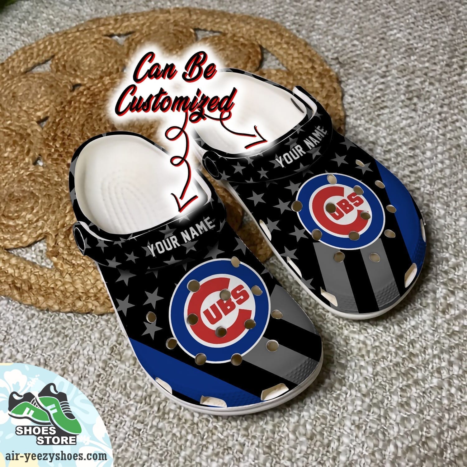 Personalized Chicago Cubs Star Flag Clog Shoes, Baseball Crocs