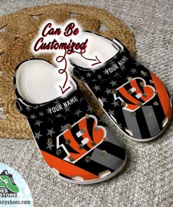 Personalized Cincinnati Bengals Star Flag Clog Shoes, Football Crocs