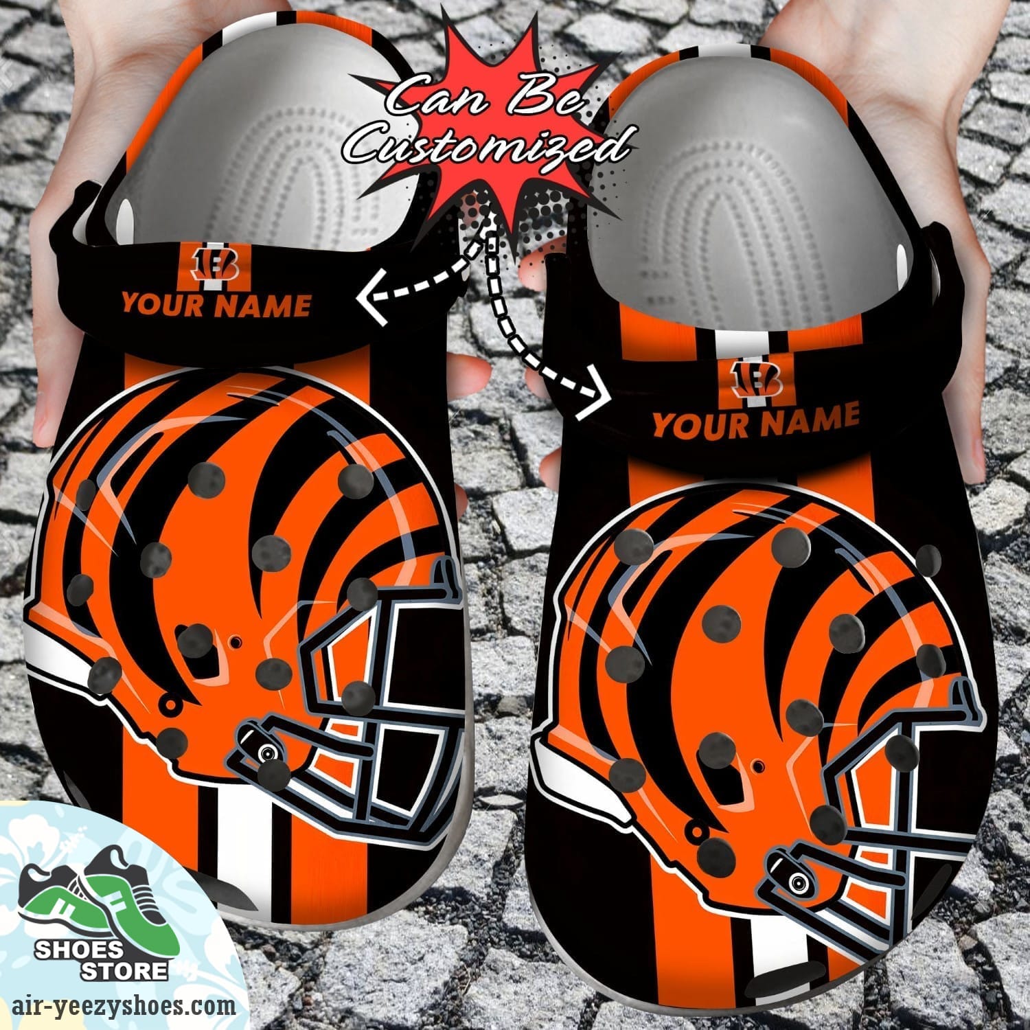 Personalized Cincinnati Bengals Team Helmets Clog Shoes, Football Crocs