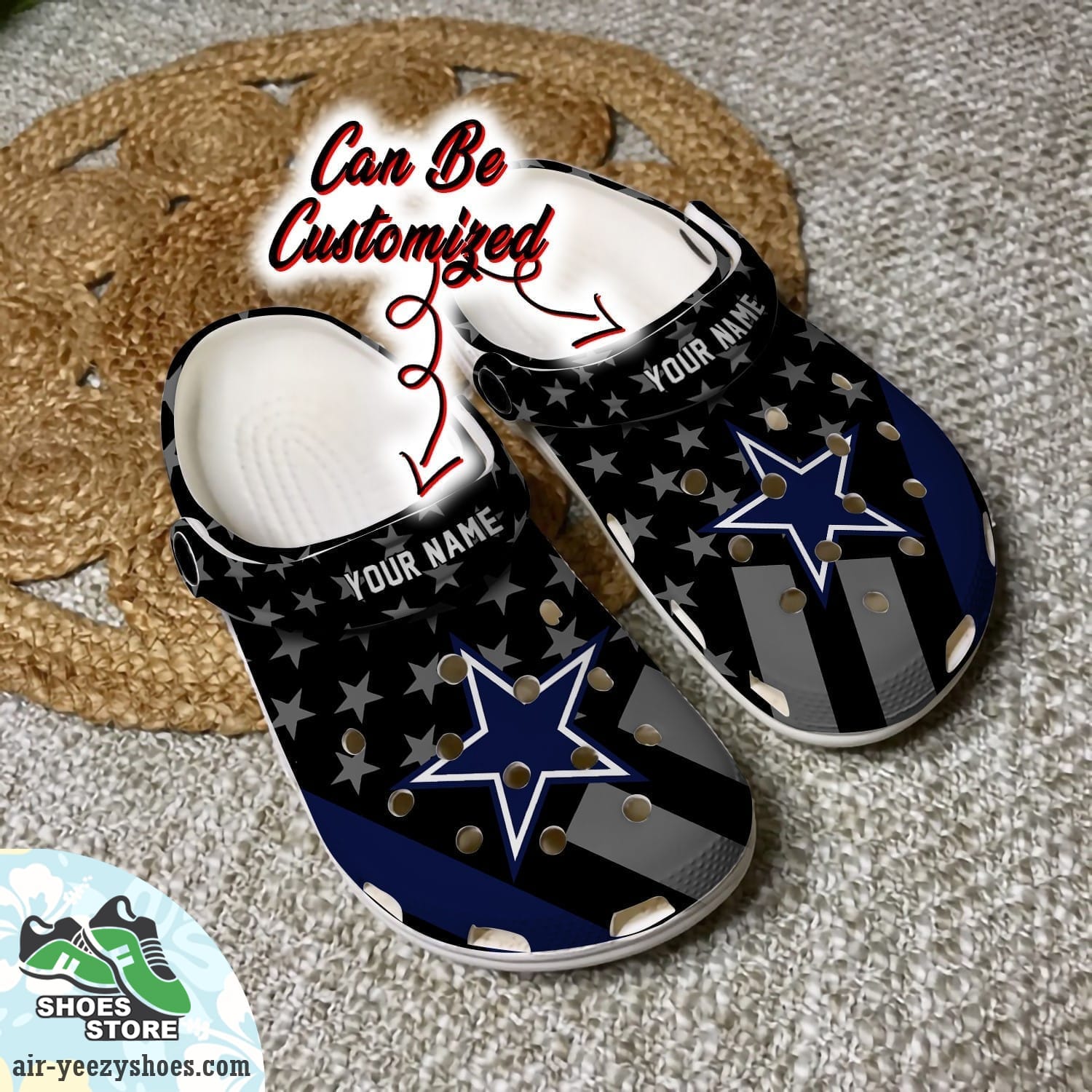 Personalized Dallas Cowboys Star Flag Clog Shoes, Football Crocs