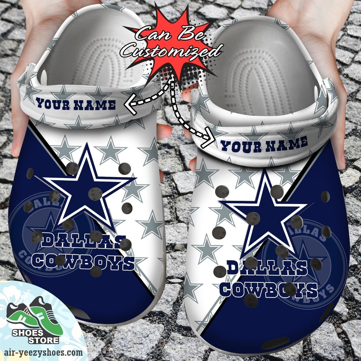 Personalized Dallas Cowboys Team Pattern Clog Shoes, Football Crocs