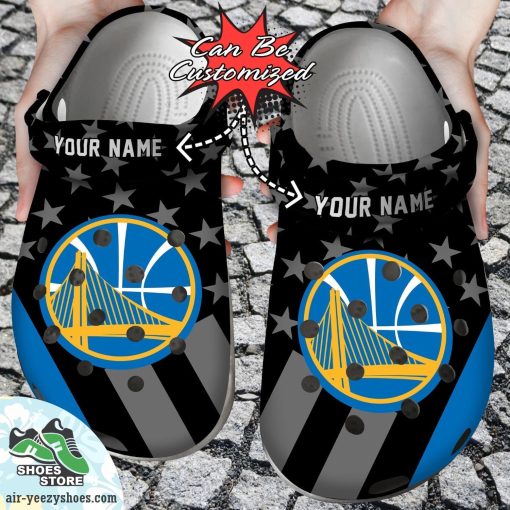 Personalized Golden State Warriors Star Flag Clog Shoes, Basketball Crocs
