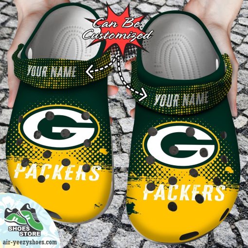Personalized Green Bay Packers Half Tone Drip Flannel Clog Shoes, Football Crocs