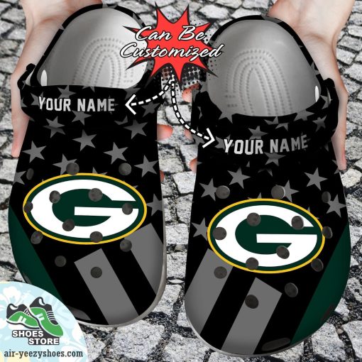 Personalized Green Bay Packers Star Flag Clog Shoes, Football Crocs