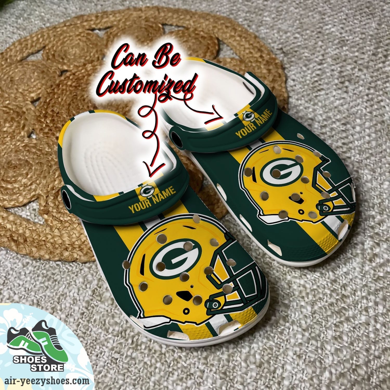 Personalized Green Bay Packers Team Helmets Clog Shoes, Football Crocs
