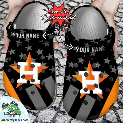 Personalized Houston Astros Star Flag Clog Shoes, Baseball Crocs