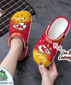 Personalized Kansas City Chiefs Half Tone Drip Flannel Clog Shoes, Football Crocs