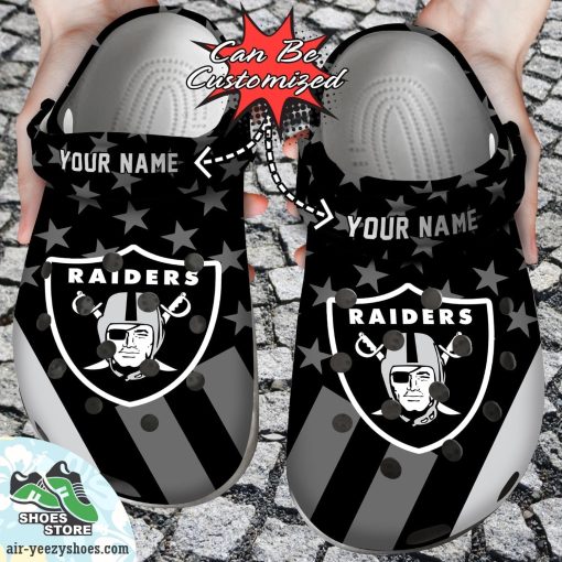 Personalized Las Vegas Raiders Star Flag Clog Shoes, Football Crocs